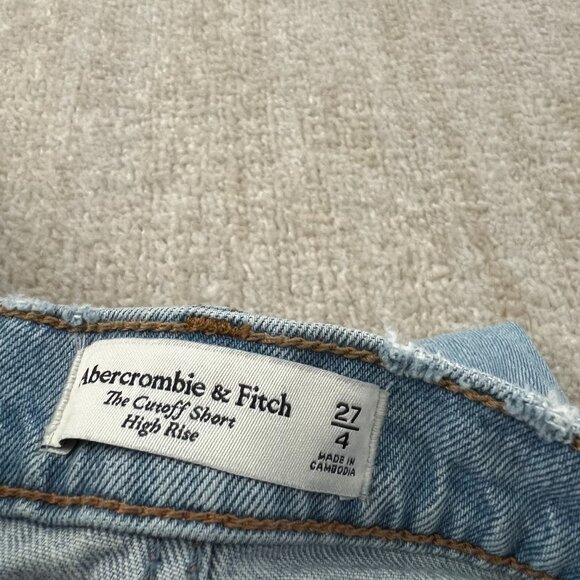 Abercrombie & Fitch High Rise Cutoff Jeans Denim Shorts 27 / 4 Blue Distressed - Picture 2 of 8